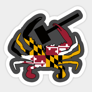 Maryland Crab Flag with Mallet Sticker